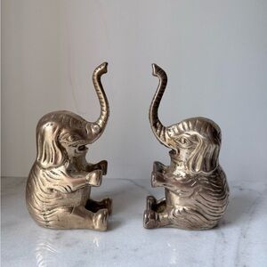 Gold Elephant Bookends brass